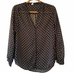 Old Navy Small Petite Blouse Black Long Sleeve